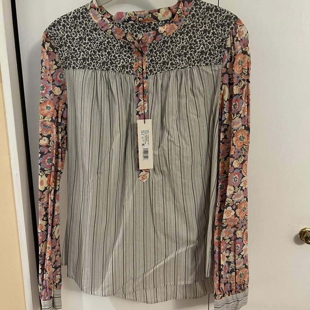 Rebecca Taylor La Vie Print Mix Top size XL